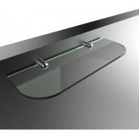 Mensola in vetro di sicurezza temprato  spesso 6 mm  con bordi arrotondati e supporti cromati  dimensioni: 300 mm x 100 mm. - O9tXIdU7