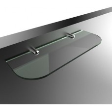 Mensola in vetro di sicurezza temprato spesso 6 mm con bordi arrotondati e supporti cromati dimensioni: 300 mm x 100 mm. - O9tXIdU7
