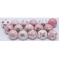 Manopole Indian lotto di 10 assortiti rosa e bianco pomelli in ceramica dipinta armadio da cucina cassetto tira 10 - f4QcSFPN