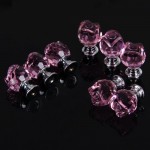 Revesun - Pomelli in cristallo trasparente a forma di rosa  per porte  armadietti  cassetti e guardaroba  credenze  20 mm  confezione da 8  colore rosa - fpVqPaSa