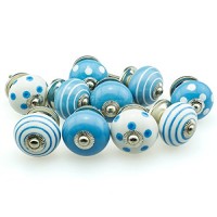 Set di 10 N. 10 bottoni – 743 blu pulsante set Jay Knopf® mobili Set mobili Set  pomelli per mobili in stile Vintage  in ceramica e porcellana - 8GdLgcNn