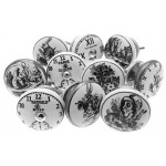 Set misto di pomelli in ceramica "Alice nel paese delle meraviglie – Clocks nero & bianco x 10 pezzi (mg-262) – 'mango Tree' TM prodotto registrato - UN5qh5LQ