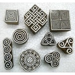 Lotto all' ingrosso di nove blocco timbri in legno esotico/Tattoo/Handcarved indiano tessile stampa blocchi - Z6GSYZV6S