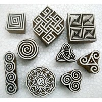 Lotto all' ingrosso di nove blocco timbri in legno esotico/Tattoo/Handcarved indiano tessile stampa blocchi - Z6GSYZV6S