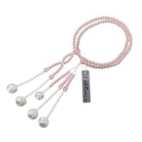Umetake perle di preghiera buddista per le donne Nichiren juzu Senior PC Perle rosa PC Cristalli rosa e palle tessute bianche Buddha rosario Nenju tasca gratuita - RT1VRAJOP