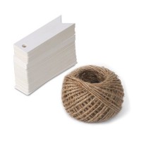 Etichette per regali in carta kraft con cordicella  taglia mini (7 x 2 cm)  adatti per matrimoni; colore marrone; in confezione da 100  con 30 5 m di spago di iuta  White  7 cm x 2 cm - D767Z2QQ1