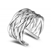 Fablcrew unisex anello netto Weave anello aperto anello regolabile argento anniversario nozze anelli - WCIOH9D8Q
