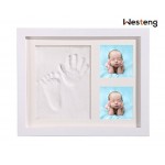 Westeng 1 cornice per foto  tema: famiglia con bebè e impronte dei piedini del bimbo  in legno  non tossica  1 pezzo Unico bianco - NA98VW4H5