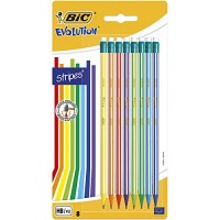 Bic Evolution stripes matita mina HB ultraresistente confezione 8 matite con gommino - DPFPP09UV