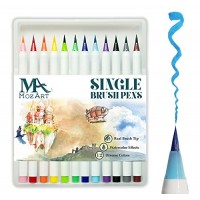 Set penne con punta a pennello – 12 colori – vera punta a pennello soffice e flessibile alta qualità crea l’effetto acquerello – perfette per album da colorare calligrafia – MozArt Supplies - THXDEQ2IA