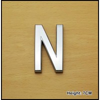 Autoadesivo Chrome lettere dell' alfabeto argento auto porta di casa nome 3D curvo altezza 7 cm lettera N - 7B5wGRG7