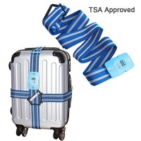 Regolabile da viaggio bagaglio lungo croce con TSA con lucchetto a combinazione – resistente  antiscivolo  cintura di sicurezza per bagagli valigia 45 7 cm ~ 86 4 cm Blue - H7tyWemS