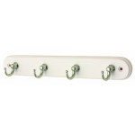 Headbourne Azhr4134 - 4 ganci cromati per chiavi  su supporto in legno  bianco - W448Apgb