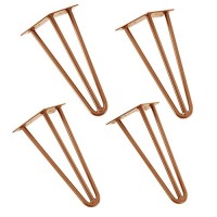 [en.casa]® Hairpin Leg Gambe per tavolo robuste in un set di 4 d´acciaio - color rame - 30 cm - 3 barre - oAjKgfmf