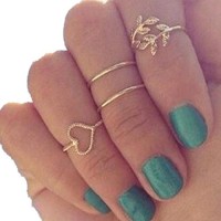 Amlaiworld Moda unghie anello Set di quattro anelli (Placcato oro foglia) - zHsC3lQv