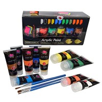 Crafts 4 All - Pittura acrilica professionale set da 12 colori acrilici XL (75 ml) kit per pittura su tela legno argilla tessuto unghie ceramica e artigianato. Per studenti e professionisti - H1JCQVJ6M