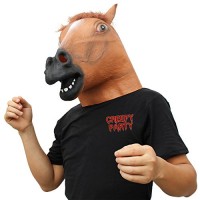 CreepyParty Deluxe novità Halloween Costume Party Latex Testa di animale testa Maschera di cavallo - FVOWY2ZSD