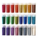 Set di glitter in colori assortiti - per hobbistica  trucco  nail art - extra fini e brillanti - 24 pezzi - GSWIAKXJA