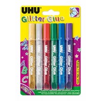 Uhu D1549 Glitter Glue Uhu  Original  Assortiti  10 ml  Confezione da 6 - ZDVWBLPAD
