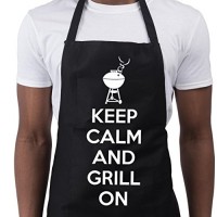 novità - Divertente grembiule da barbecue Keep calm e continua a grigliare colore nero taglia unica grembiuli da uomo idea regalo da cucina - WA84MQVVS