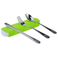 SwirlColor 3 pezzi portatile dell'acciaio inossidabile riutilizzabile coltelleria cucchiaio Fork Knife viaggio da tavola con cassa verde - FKOS5HVBE