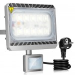 GOSUN® Faro LED da 50W a luce bianca con sensore di movimento  4500LM  da esterni  con staffa di fissaggio  waterproof IP65 3 anni di garanzia - DHIVWI2OM