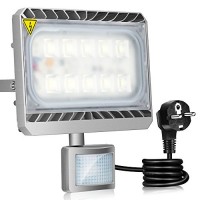 GOSUN® Faro LED da 50W a luce bianca con sensore di movimento  4500LM  da esterni  con staffa di fissaggio  waterproof IP65 3 anni di garanzia - T6NX8RXVO