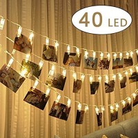 King Age LED photo clip string Lights – 40 foto clip 5 m immagine LED a batteria per decorazione da appendere foto  appunti  opera - CKO4PTISI