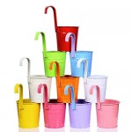 10 pezzi/10 Vasi colori Set vasi (vaso per fiori con ganci) disponibile in diversi colori per balcone metallo appeso sulla finestra giardino - JQQZ87SXE