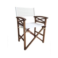 Sedia regista in legno richiudibile con seduta e schienale beige in poliestere 55 x 52 x 85 cm poltrona relax ideale per giardino piscina mare - URSCR28RB