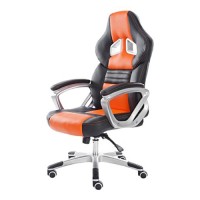 YAKOE  Sedia da ufficio con design unico  con funzione di inclinazione  in finta pelle  Arancione - UCQUSM4IF