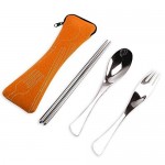 soothiing da viaggio  campeggio  Picnic in acciaio inox forchetta cucchiaio bacchette posate posate utensili - WLBLYUC81