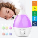 Aroma Diffuser  OGIMA 1.3 Liter Cool Mist Aromatherapy Humidifier  Ultrasonic Humidifier With 7 Color Change LED Light Automatic Shut Off Portable for Home  Yoga  Office  Spa  Bedroom  Baby's Room - I1kV64gn